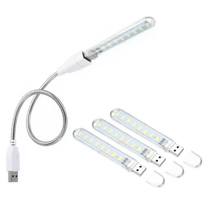 3Pcs 2W 8 Lamp Beads USB Lights with Flexible Gooseneck Cable, White - Picture 1 of 7