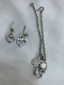 Jewelry by Joy Barbie Silkstone Silber & Weiß Halskette Ohrringe Herzen & Hase - Bild 1 von 2