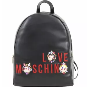 Love Moschino Women's Black Embroidered & Jeweled Logo Book Bag Backpack - Picture 1 of 4