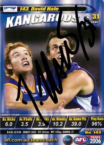 Signed 2006 NORTH MELBOURNE KANGAROOS AFL Card DAVID HALE - Bild 1 von 2