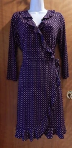 MICHAEL KORS WOMEN' WRAP DRESS RUFFLE LONG SLEEVED BLUE & RED PRINT SZ M - Picture 1 of 6