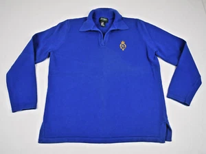 Vintage Ralph Lauren Sweater Size M/L 90s Royal Blue Uber Soft Cotton Gold Crest - Picture 1 of 8