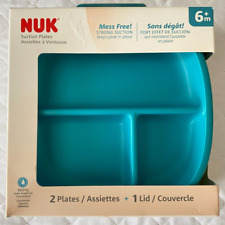 NUK Suction Plates 6 Mo 2 Plates 1 Lid Green Blue