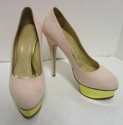 Zapatos de tacón de aguja Charlotte Olympia plataforma gamuza rosa talla 37,5 Foto 1 de 4