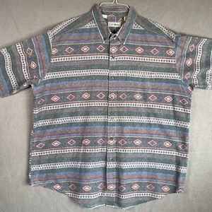 VTG LL Bean Southwest Aztec Shirt Mens XXL 2XL Heavy Cotton Chamois Made USA - Picture 1 of 9