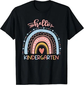 First Day of School Hello Kindergarten Teacher Rainbow Kids T-Shirt Hoodie - Picture 1 of 15