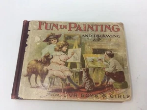 1905 Fun in Painting and Drawing Children's Board Book F. I. Wetherbee / Hattren - Bild 1 von 12