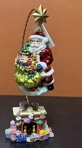 Christopher Radko Noche Antes de Navidad Chimenea Soporte y Papá Noel Adorno Soporte - Imagen 1 de 12