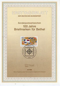 Alemania Hojita Primer Día Centenario Sello Bethel año 1988 (CR-146) - Bild 1 von 1