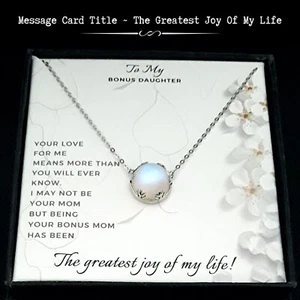 Für Bonus Tochter - Leuchtende Aurora Borealis Heiligenschein Kristall Halskette Notizkarte - Bild 1 von 16