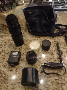 LARGE SET CAMERA LENS W/BAG TIFFEN FILTER, FLASH TAMRON + MORE READ BELOW - Picture 1 of 9