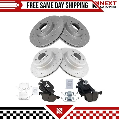 NOVO Kit de Pastilhas de Freio Dianteiras e Traseiras e Rotores Perfurados Compatível com 2007-2018 BMW X5 11-18 X6 - Imagem 1 de 4