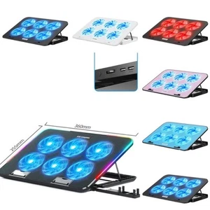 6 Quiet Fans Cooler Stand Foldable Laptop Cooler Base for 13-18 inch - Photo 1/12