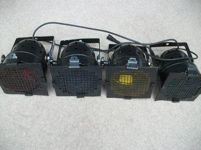 PAR 56 Short Nose PAR Cans Stage Black 4 of with Three 100 watt lamps - Image 1 of 3