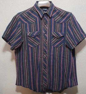 Vintage Wrangler Hemd XL Western Streifen Brushpopper Kurzarm Pearl Snap - Bild 1 von 13