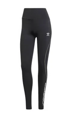 NEW ADIDAS Originals Black+Hi-Vis Green Stripe High-Waist FR Tights FL Sz S 8-10 - Image 1 of 4