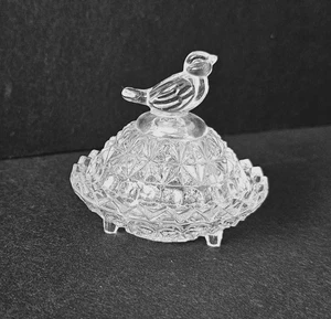 Hofbauer Byrde Bird Footed Lidded Vintage Trinket Dish Cut Crystal 2.5” - Picture 1 of 11