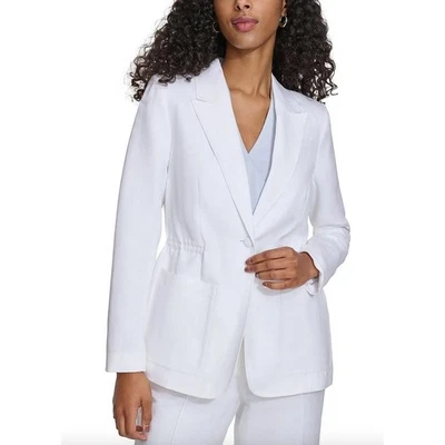 Calvin Klein Linen Blend Blazer Jacket White Minimalist Classic Suit 16W NWT - Image 1 of 4
