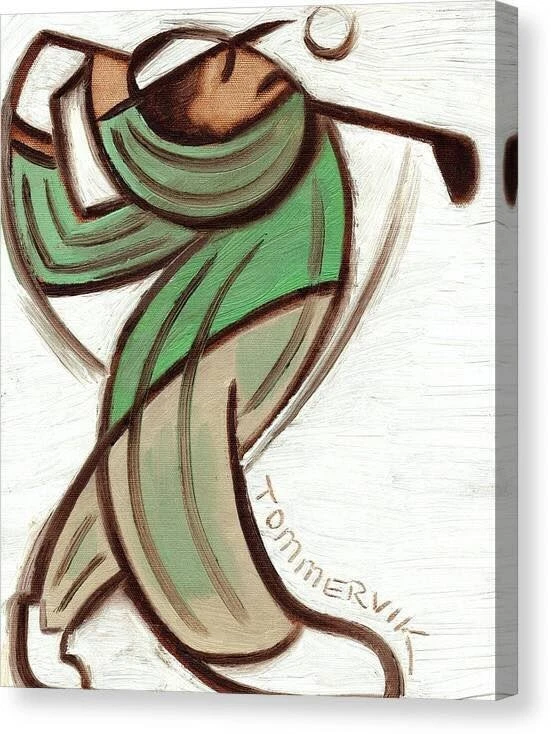 Arte de ballenas columpio de golf Tommervik | Impresión en lienzo de 11,5" x 14" | Idea de regalo deportivo Foto 1 de 2