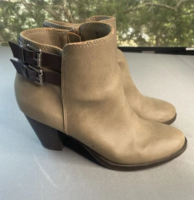 Sand Tan Basic Round Toe, HeeledAnkle Zip Closure Boots, Sgr-ellie, Women’s 8.5M - Image 1 of 4