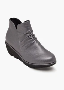 TS TAKING SHAPE RUCHED WEDGE ANKLE BOOTS PEWTER SZ 40 *NEW* - Picture 1 of 4