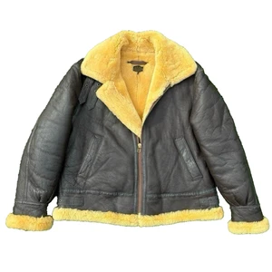 Avirex Morgan B3 Sheepskin Flight Jacket Dark Brown Men's  Size 50 - Picture 1 of 15