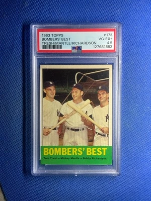 1963 Topps #173 Bombers Best Mickey Mantle New York Yankees PSA 4,5 Foto 1 de 2