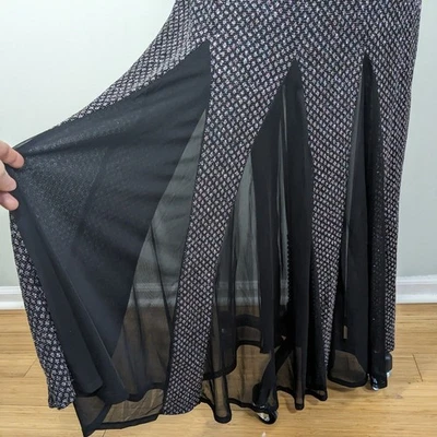 Onyx Nite Prom Dress Maxi Gown Sparkle Metallic Black Silver Mermaid Stretch 4 - Image 1 of 4