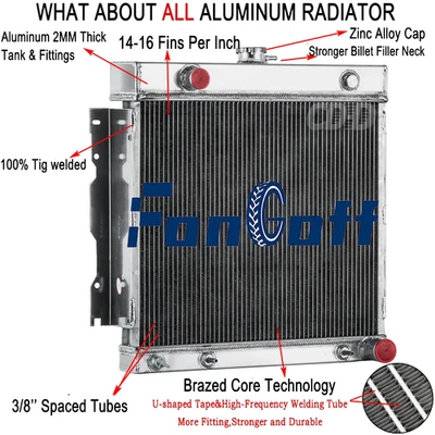 For Dodge D100 W150 Ramcharger Plymouth PB100 PB200 V8 1972-1979 Radiator 3 Rows - Image 1 of 4