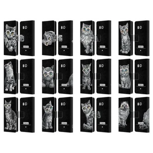 P.D. MORENO BLACK AND WHITE CATS LEATHER BOOK WALLET CASE COVER FOR HTC PHONES 1 - Picture 1 of 7