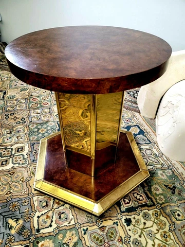 Henredon Mid Century Modern Pedestal Mahogany Dining Room Table 60" Glass Top Cover