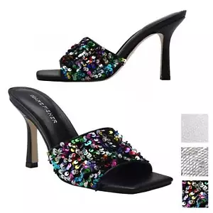 Sandali slip-on nuovi con etichette Marc Fisher donna Danria paillettes tacco a stiletto S:6-9,5 - Foto 1 di 22