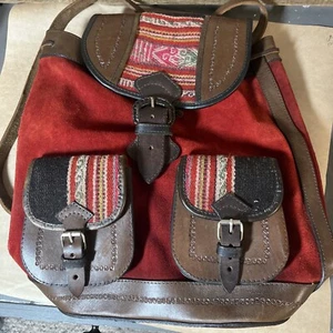 Zaino pelle vintage anni 70 bellissima qualità artigianale 16”x 14” - Foto 1 di 10