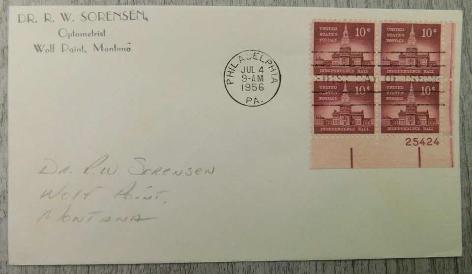 First Day Issue Philadelphia PA 1956 Independence Hall VTG Stamp Envelope Cover - Image 1 of 4