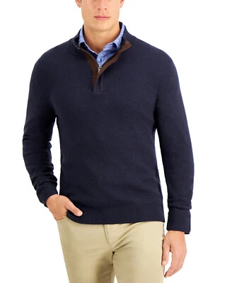 Tasso Elba Men's Quarter-Zip Sweater COLOR DARK NAVY SIZE LARGE NWT - Image 1 of 4