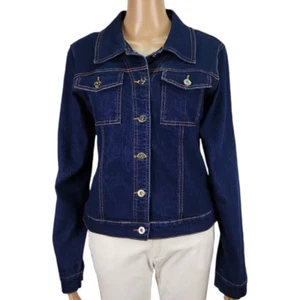 STONE Island denim division womens S jacket blue buttons pockets collar - Picture 1 of 10