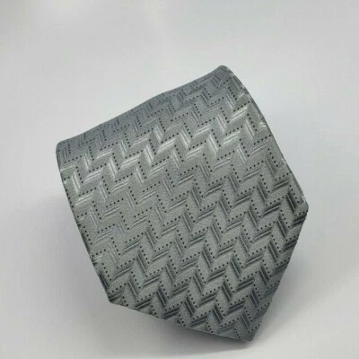 Corbata de seda Lanvin gris azul geométrica para hombre Francia ancha 59 x 3,5/8 Foto 1 de 4