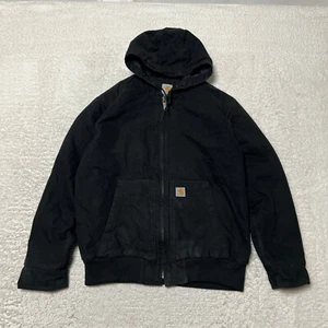 Chaqueta Carhartt Hombre Grande Negra Lavada Pato Lona Bombardero Ropa de Trabajo J130 - Imagen 1 de 14