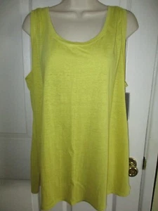 SZ 1X Eileen Fisher CITRN Linen Jersey U-Neck Long Tank NWT - Picture 1 of 2