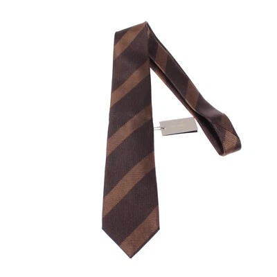 Tom Ford новый с Ярлыками галстук в коричневый с полосками 100% шелк сделано в Италии - Изображение 1 из 4