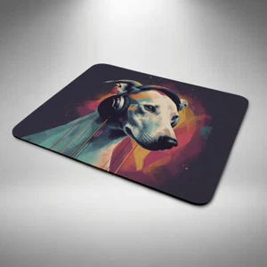 Whippet Mouse Mat Funny Birthday Day Office Xmas Gift Headphones Dog Large - Picture 1 of 2