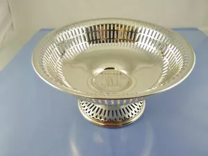 PLAIN ART DECO PIERCED PEDESTAL BOWL 6.5" B 1578 BY UNGER BROTHERS USA "???" - Picture 1 of 7