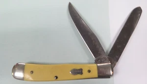 Vintage Schrade USA 296Y 2 Blade Yellow Trapper Pocket Knife - Estate Knife Sale - Picture 1 of 12