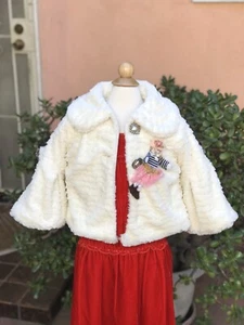 BIJAN Kids Girls S 4-6y/o Fluffy White Faux Fur Dress Coat Doll Art Fleece Lined - Picture 1 of 12