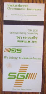 NIPAWIN, SASKATCHEWAN STREICHHOLZSCHACHTELHÜLLE: SGI INSURANCE MATCHCOVER GAR WILLIAMS -D - Bild 1 von 1