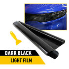2x 12"x72" Light Gloss Black Tint Smoke Lens Film Vinyl Wrap Taillight Headlight