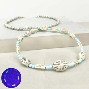 Max Neiger Uranium Glass Bead Necklace Egyptian Revival - Picture 1 of 7