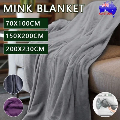Super Soft Faux Fur Fleece Throw Mink Sofa Bed Blanket Warm Double king Home OZ - image 1 of 4