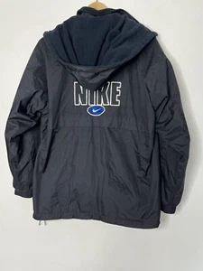 Vintage NIKE Spellout Reversible Fleece Full Zip Jacket Size M Navy Hooded - Picture 1 of 16