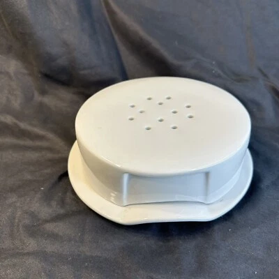 Crate & Barrel Brie Cheese Baker Baking Dish Server Keeper 2 Pc. Vent Holes EXC - Image 1 of 4